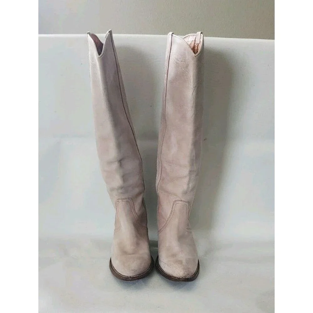 FRYE Vintage Dusty Blush Pink Tall Knee High Western Cowgirl Boots Size 7